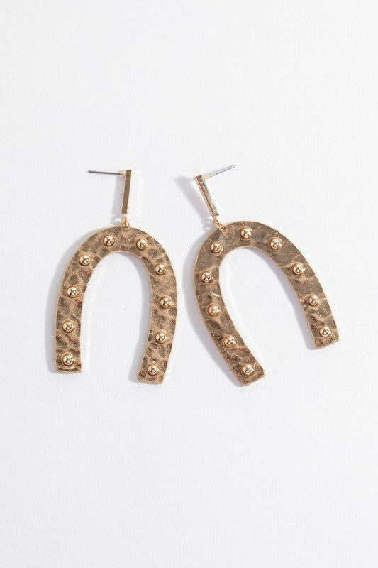 Arch Metal Bead Dangling Earrings