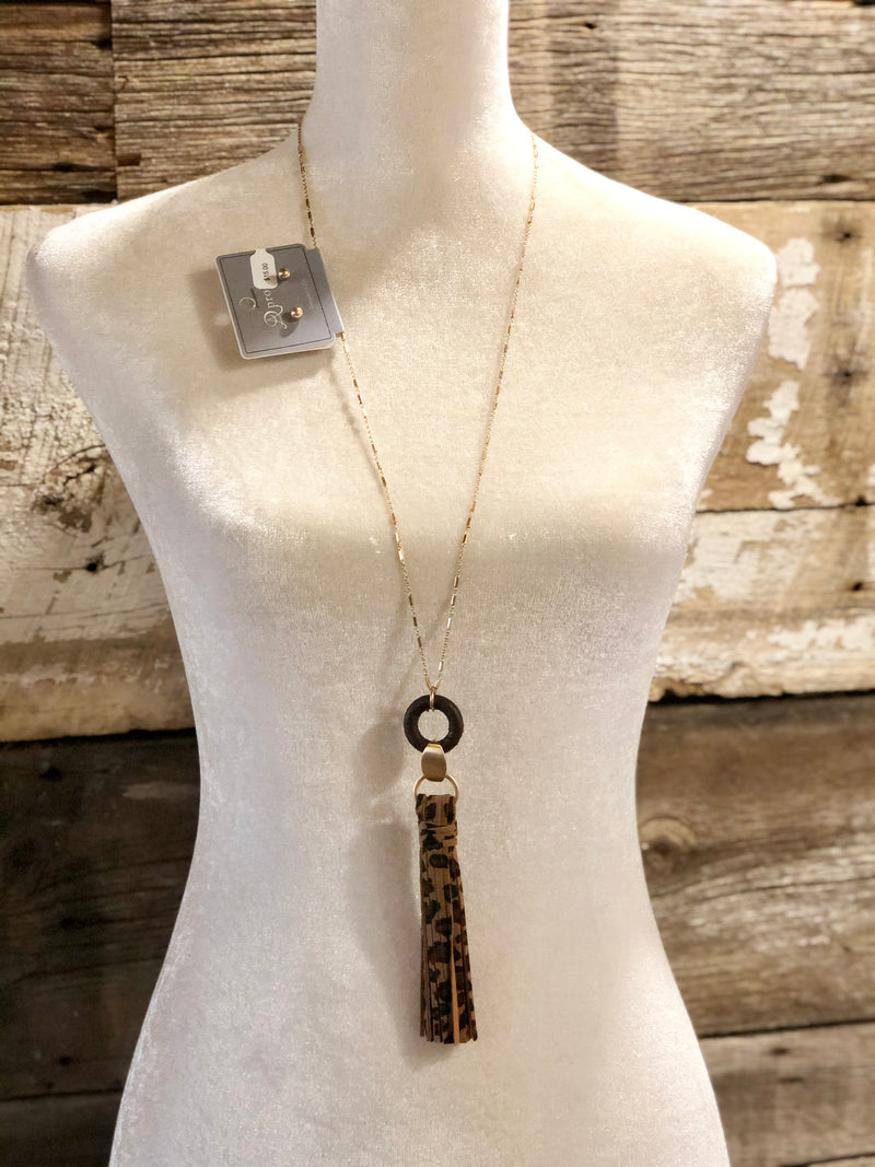 Faux Leather Tassel Necklace