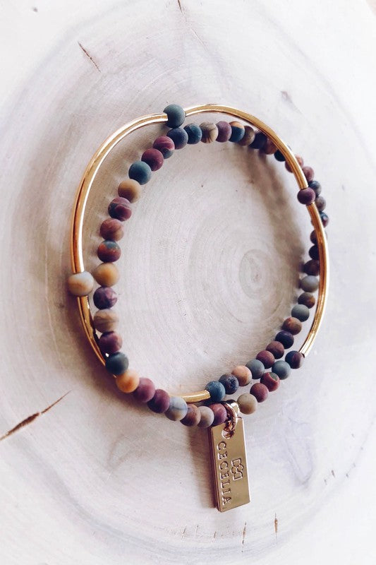 Gold Double Wrap Gemstone Bracelets