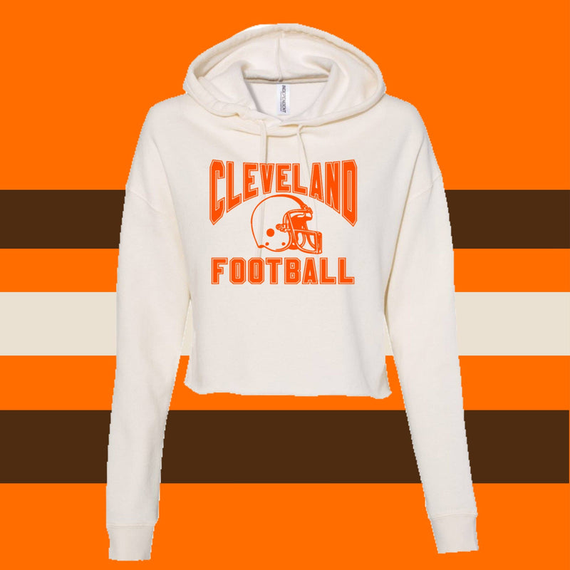 Cleveland Football Bone Ladies Modest Crop with Hood