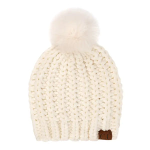 C.C Soft Chenille Chunky Yarn Beanie Hat - 2 Colors